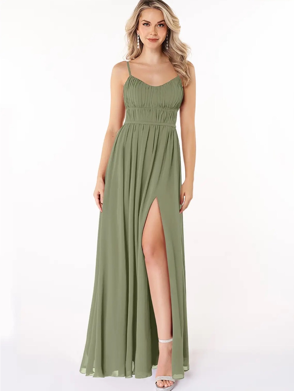 NWT Azazie Pistachio green Yanelie Spaghetti Strap Bridesmaid Dress - size A16